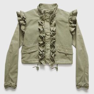 Gap X LoveShackFancy Ruffle Crop Utility Jacket size XXS